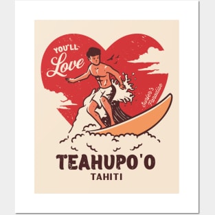 Vintage Surfing You'll Love Teahupo'o Tahiti // Retro Surfer's Paradise Posters and Art